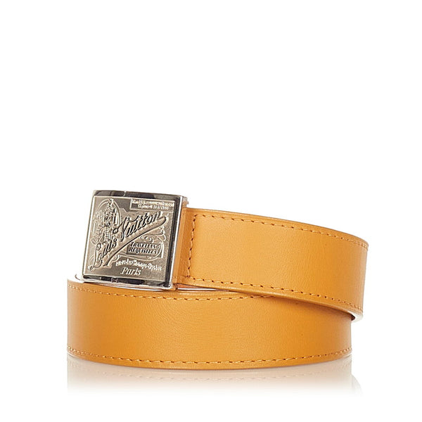 ルイ ヴィトン サンチュール ジーンズ M6812 キャメル レザー ベルト メンズ LOUIS VUITTON 【中古】