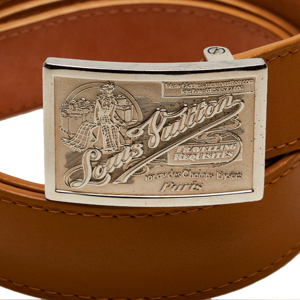 ルイ ヴィトン サンチュール ジーンズ M6812 キャメル レザー ベルト メンズ LOUIS VUITTON 【中古】
