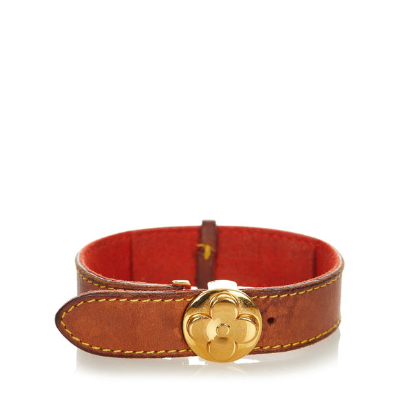 ルイ ヴィトン バングル M64448  ブラウン レザー メッキ レディース LOUIS VUITTON 【中古】