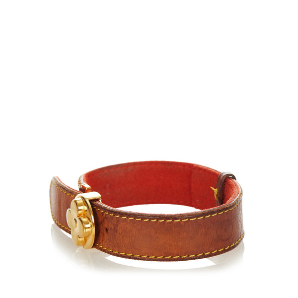 ルイ ヴィトン バングル M64448  ブラウン レザー メッキ レディース LOUIS VUITTON 【中古】