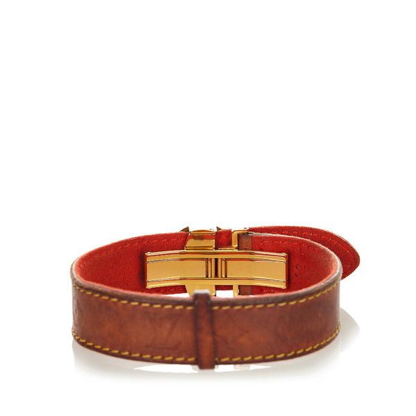 ルイ ヴィトン バングル M64448  ブラウン レザー メッキ レディース LOUIS VUITTON 【中古】