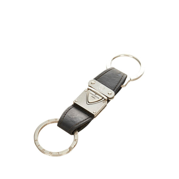ルイ ヴィトン ポルトクレ ヴァレ キーホルダー キーリング M85034 ブラック シルバー レザー メタル メンズ LOUIS VUITTON 【中古】