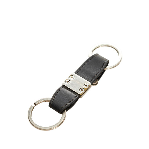 ルイ ヴィトン ポルトクレ ヴァレ キーホルダー キーリング M85034 ブラック シルバー レザー メタル メンズ LOUIS VUITTON 【中古】