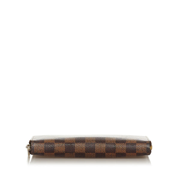 ルイ ヴィトン ダミエ ジッピーウォレット N60015 ブラウン PVC レザー ラウンドファスナー 長財布 レディース LOUIS VUITTON 【中古】