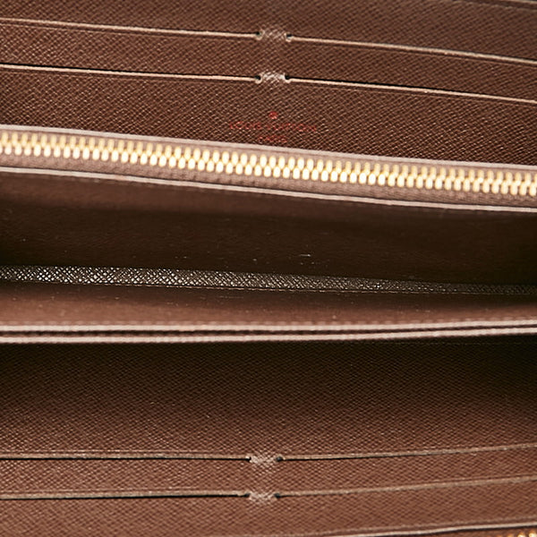 ルイ ヴィトン ダミエ ジッピーウォレット N60015 ブラウン PVC レザー ラウンドファスナー 長財布 レディース LOUIS VUITTON 【中古】