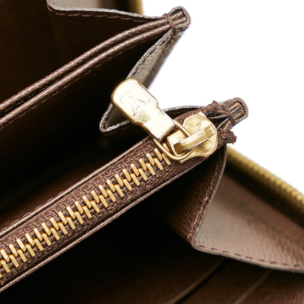ルイ ヴィトン ダミエ ジッピーウォレット N60015 ブラウン PVC レザー ラウンドファスナー 長財布 レディース LOUIS VUITTON 【中古】