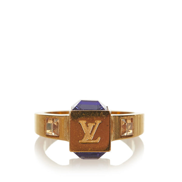 ルイ ヴィトン M66057 ゴールド メッキ バーグ ギャンブル S リング 指輪 レディース LOUIS VUITTON 10号 【中古】