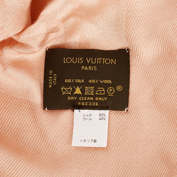 ルイ ヴィトン ショール・モノグラム 402336 ピンク シルク ウール ストール レディース LOUIS VUITTON 【中古】