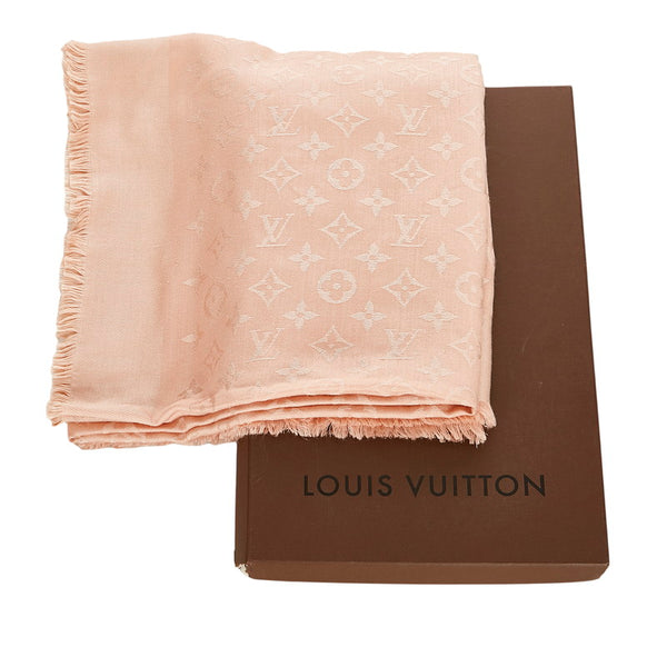 ルイ ヴィトン ショール・モノグラム 402336 ピンク シルク ウール ストール レディース LOUIS VUITTON 【中古】