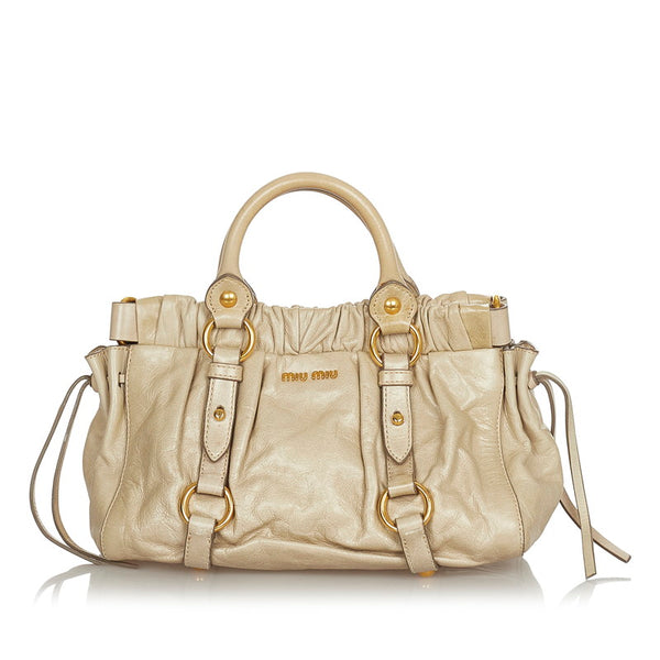 ミュウミュウ ハンドバッグ ショルダーバッグ 2WAY アイボリー レザー レディース MIUMIU 【中古】