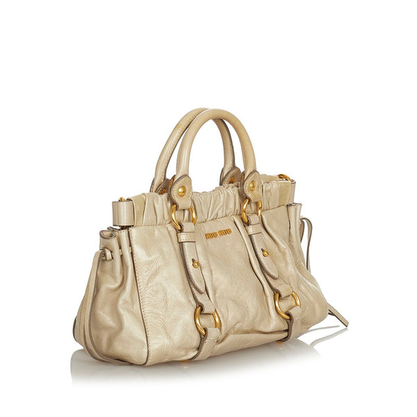 ミュウミュウ ハンドバッグ ショルダーバッグ 2WAY アイボリー レザー レディース MIUMIU 【中古】