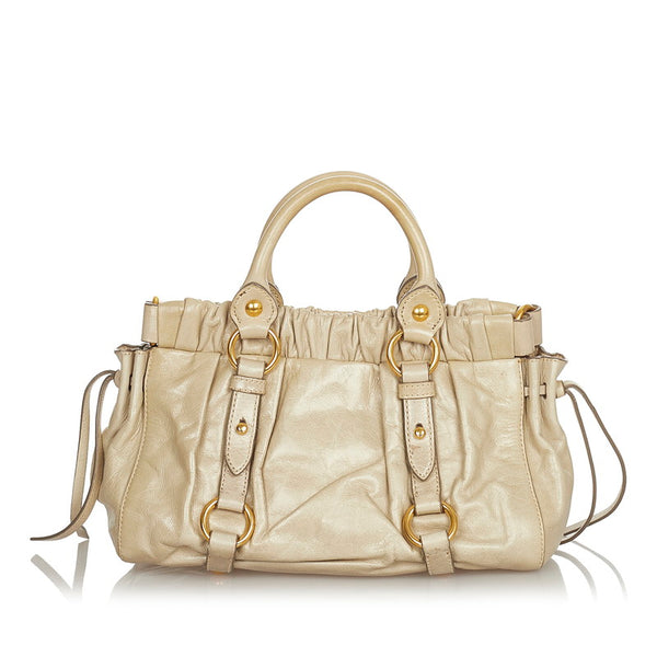 ミュウミュウ ハンドバッグ ショルダーバッグ 2WAY アイボリー レザー レディース MIUMIU 【中古】