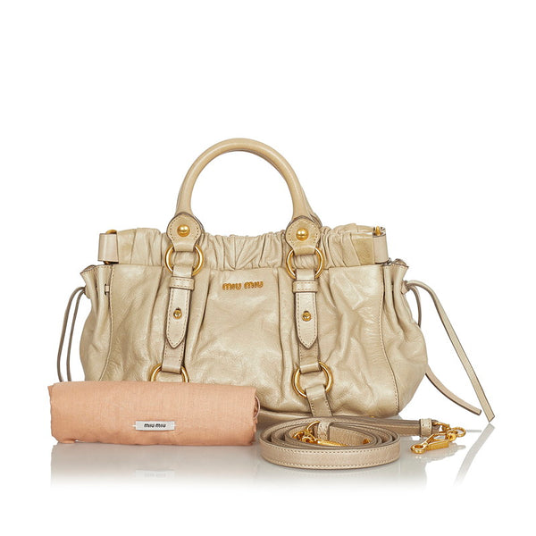 ミュウミュウ ハンドバッグ ショルダーバッグ 2WAY アイボリー レザー レディース MIUMIU 【中古】