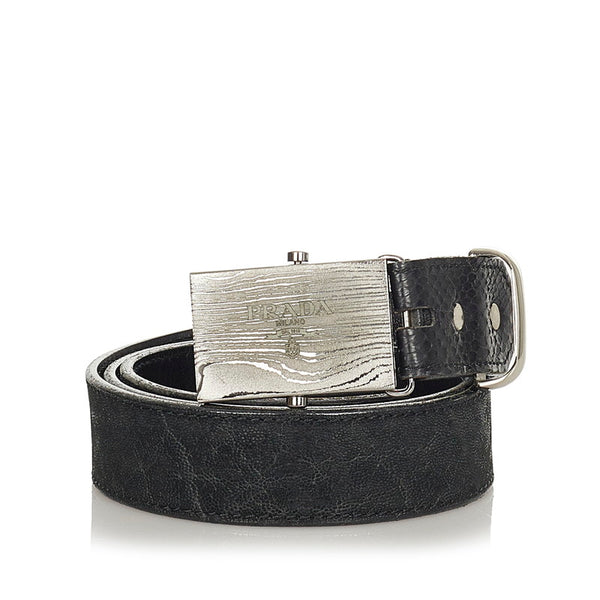 プラダ ブラック レザー ベルト メンズ PRADA 【中古】