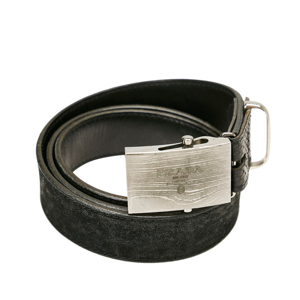 プラダ ブラック レザー ベルト メンズ PRADA 【中古】