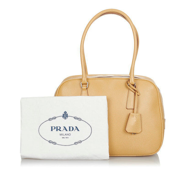 プラダ ベージュ レザー ハンドバッグ レディース PRADA 【中古】