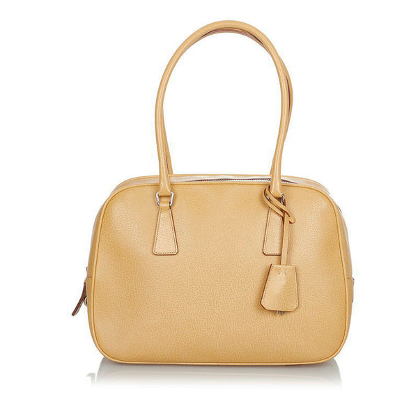 プラダ ベージュ レザー ハンドバッグ レディース PRADA 【中古】