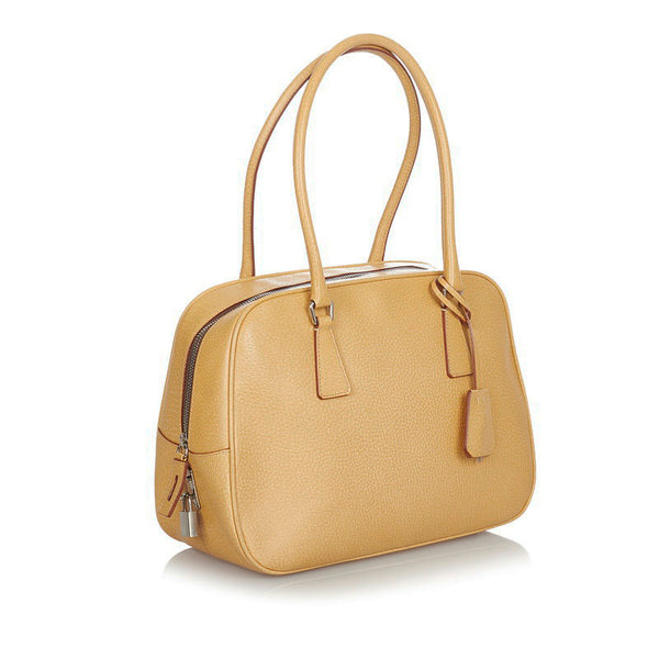 プラダ ベージュ レザー ハンドバッグ レディース PRADA 【中古】