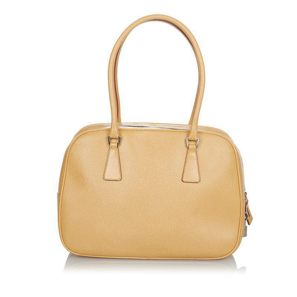 プラダ ベージュ レザー ハンドバッグ レディース PRADA 【中古】
