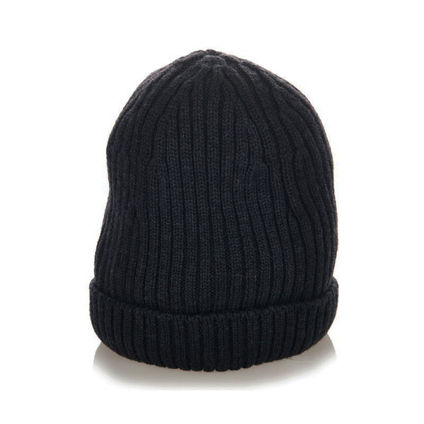 プラダ ブラック レッド ウール ニットキャップ レディース PRADA 【中古】