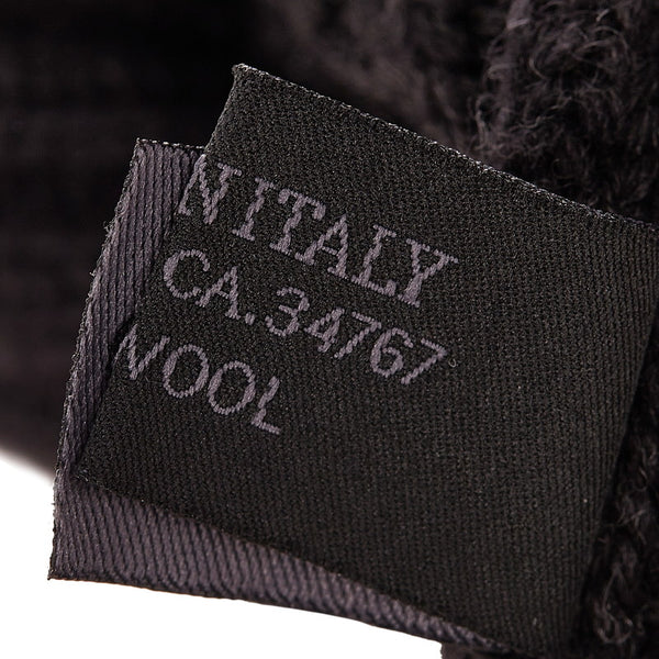 プラダ ブラック レッド ウール ニットキャップ レディース PRADA 【中古】