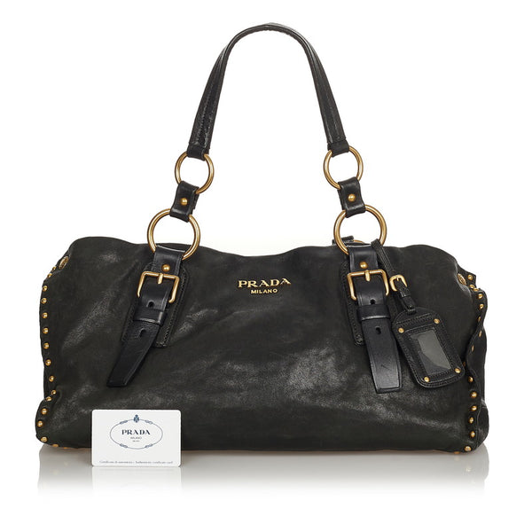 プラダ BR4147 ブラック レザー ハンドバッグ レディース PRADA 【中古】