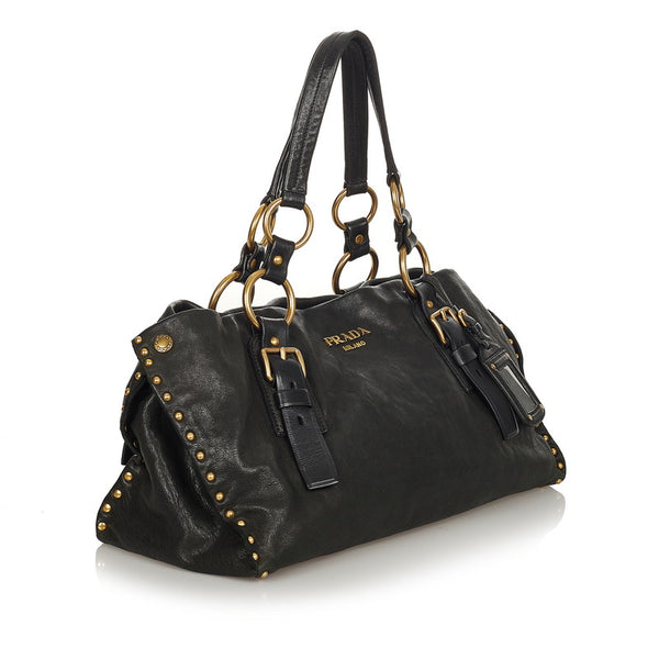 プラダ BR4147 ブラック レザー ハンドバッグ レディース PRADA 【中古】
