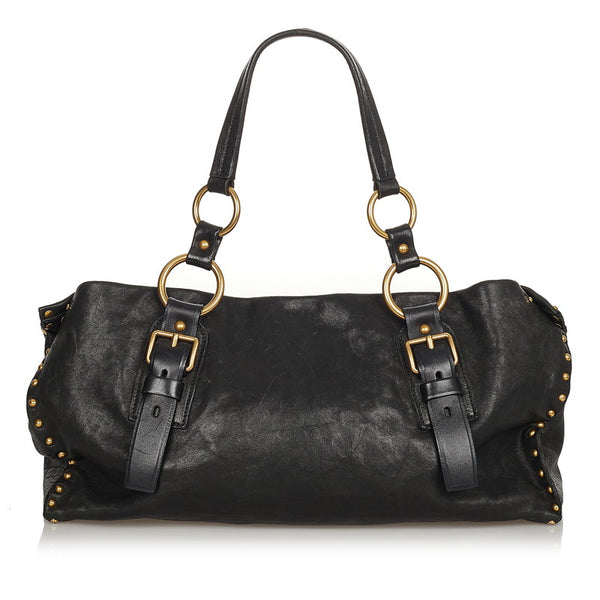 プラダ BR4147 ブラック レザー ハンドバッグ レディース PRADA 【中古】