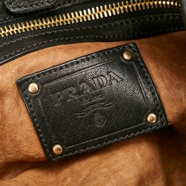 プラダ BR4147 ブラック レザー ハンドバッグ レディース PRADA 【中古】