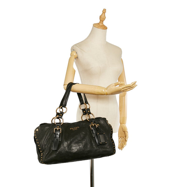 プラダ BR4147 ブラック レザー ハンドバッグ レディース PRADA 【中古】