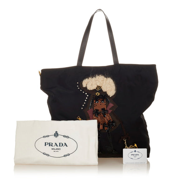 プラダ テスート ロボット BR4439 ブラック マルチカラー ナイロン レザー トートバッグ レディース PRADA 【中古】