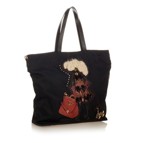 プラダ テスート ロボット BR4439 ブラック マルチカラー ナイロン レザー トートバッグ レディース PRADA 【中古】