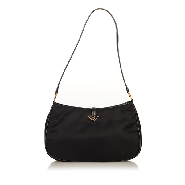 プラダ BR0122 ブラック ゴールド ナイロン レザー ハンドバッグ レディース PRADA 【中古】