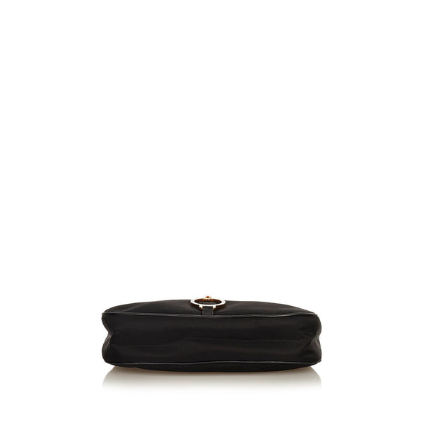 プラダ BR0122 ブラック ゴールド ナイロン レザー ハンドバッグ レディース PRADA 【中古】