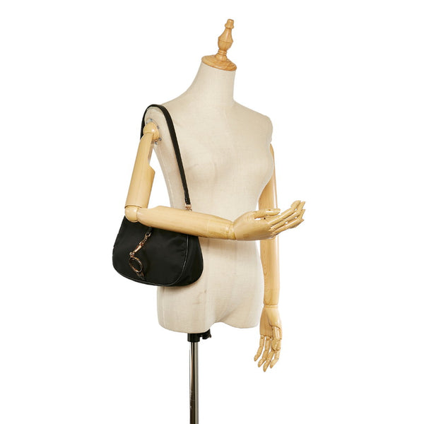 プラダ BR0122 ブラック ゴールド ナイロン レザー ハンドバッグ レディース PRADA 【中古】