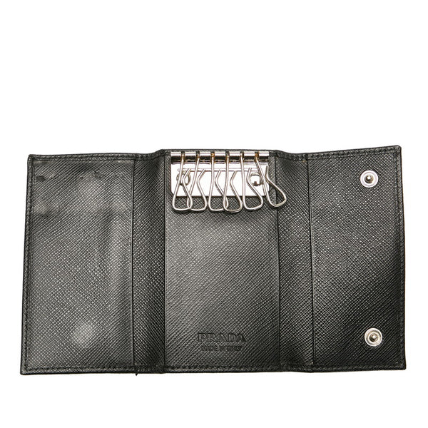 プラダ ブラック サフィアーノ キーケース レディース PRADA 【中古】