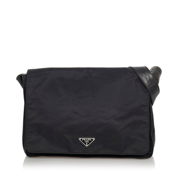 プラダ ブラック ナイロン レザー ショルダーバッグ レディース PRADA 【中古】