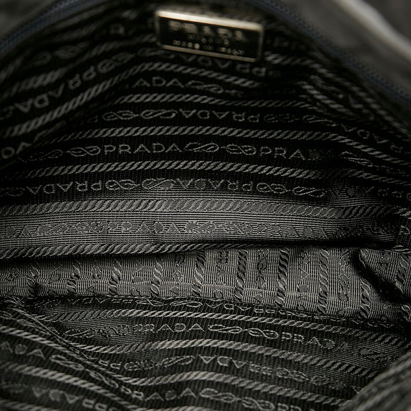 プラダ ブラック ナイロン レザー ショルダーバッグ レディース PRADA 【中古】