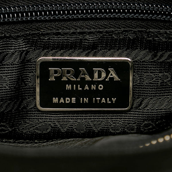 プラダ ブラック ナイロン レザー ショルダーバッグ レディース PRADA 【中古】