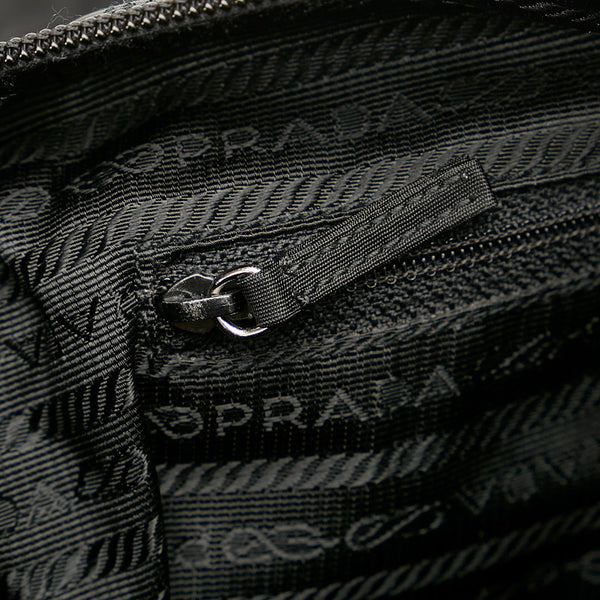 プラダ ブラック ナイロン レザー ショルダーバッグ レディース PRADA 【中古】