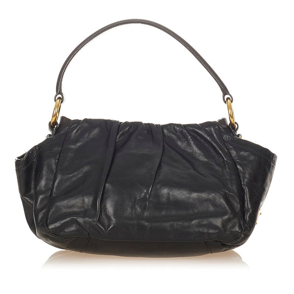 プラダ リボン BN1642 ブラック レザー ハンドバッグ ショルダーバッグ２WAY レディース PRADA 【中古】