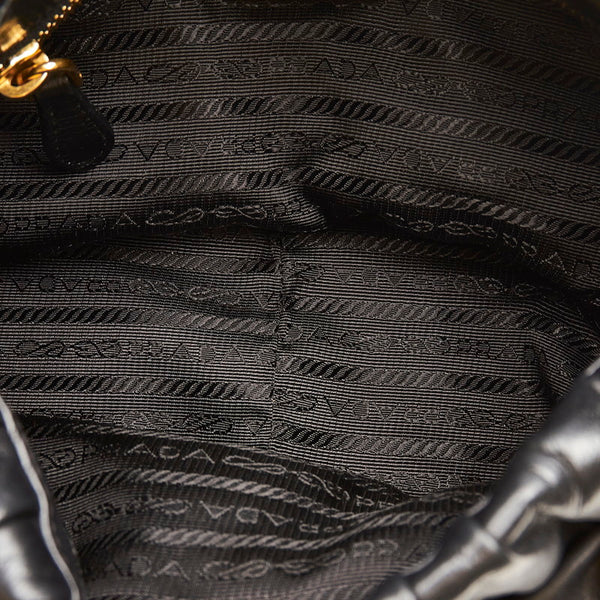 プラダ リボン BN1642 ブラック レザー ハンドバッグ ショルダーバッグ２WAY レディース PRADA 【中古】