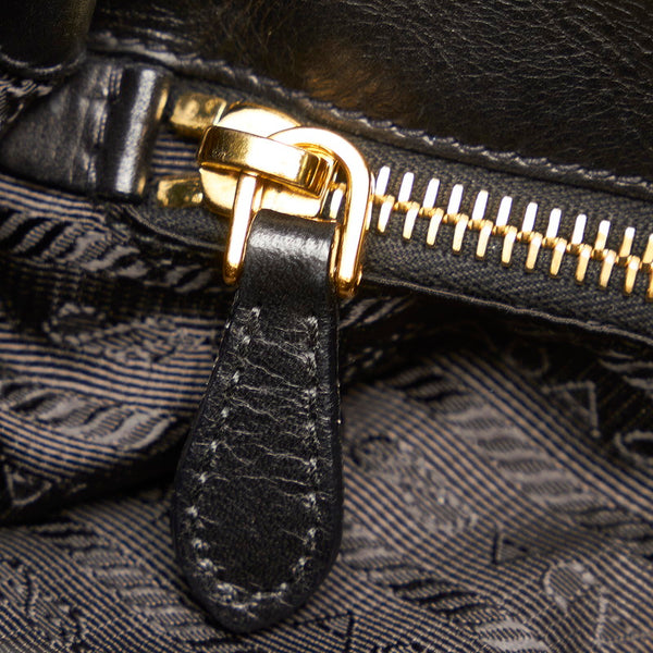 プラダ リボン BN1642 ブラック レザー ハンドバッグ ショルダーバッグ２WAY レディース PRADA 【中古】