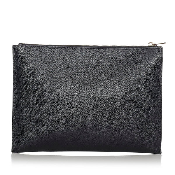 サンローラン ブラック レザー クラッチバッグ レディース SAINT LAURENT 【中古】