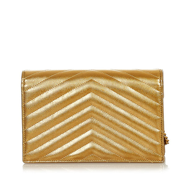 サンローラン マテラッセ ゴールド レザー チェーン ショルダーバッグ レディース SAINT LAURENT 【中古】