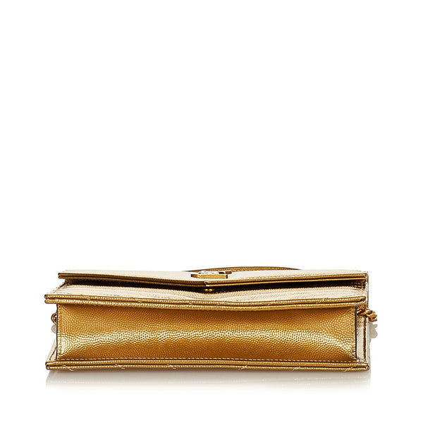 サンローラン マテラッセ ゴールド レザー チェーン ショルダーバッグ レディース SAINT LAURENT 【中古】