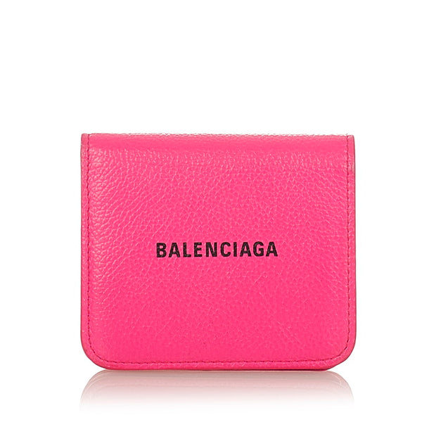 バレンシアガ ロゴ ウオレット 594216 5660 ピンク レザー 長財布 レディース BALENCIAGA 【中古】