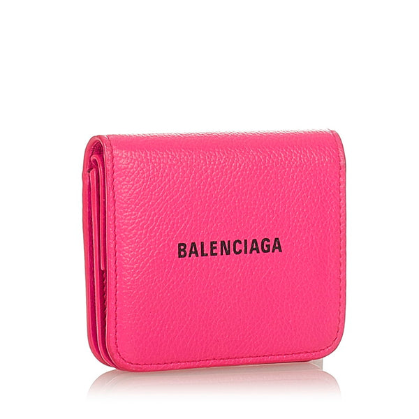 バレンシアガ ロゴ ウオレット 594216 5660 ピンク レザー 長財布 レディース BALENCIAGA 【中古】