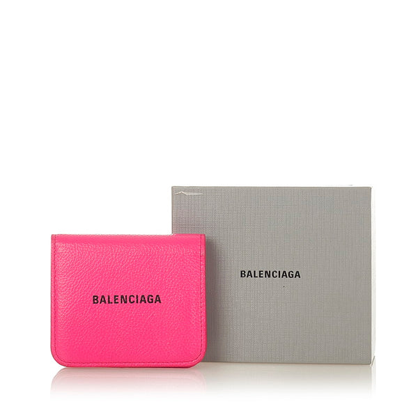バレンシアガ ロゴ ウオレット 594216 5660 ピンク レザー 長財布 レディース BALENCIAGA 【中古】
