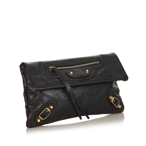 バレンシアガ 224915 ブラック レザー クラッチバッグ レディース BALENCIAGA 【中古】